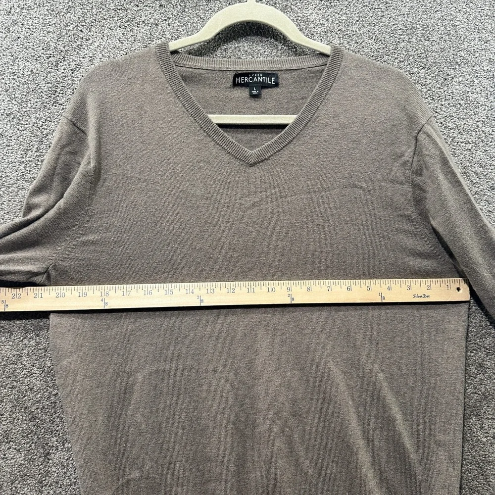 J Crew‎ Mercantile Men Large V-Neck Sweater Gray Merino Wool Blend Classic